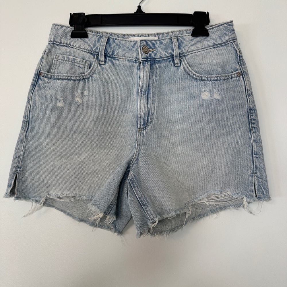 Dynamite Justina High Rise Straight Denim Shorts Jeans Light Indigo Santa Fe 30